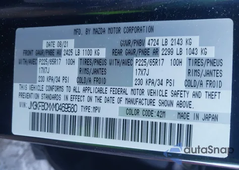 2021 Mazda Cx-5 Touring z USA, uszkodzony, nr VIN JM3KFBCMXM0469580